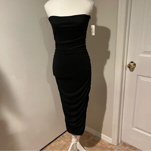 LA Seduction Ruched Black Strapless Dress